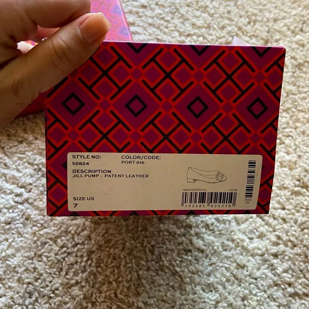 Tory Burch Gigi Burgundy Red Midi Heel Pump Size 7